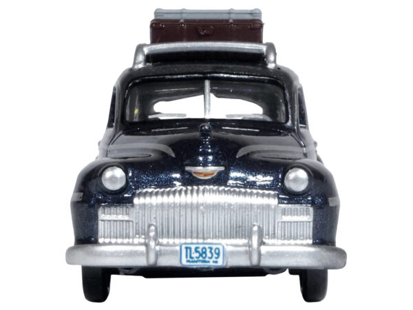 1946 DeSoto Suburban with Roof Rack and Luggage Butterfly Blue Metallic with Crystal Gray Top 1/87 (HO) Scale Diecast Model Car by Oxford Diecast