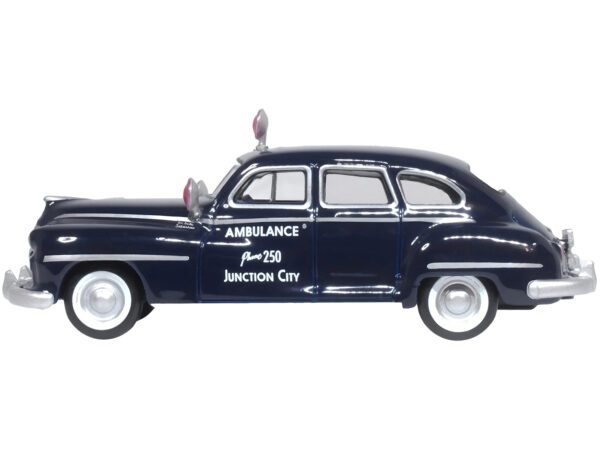 1946 DeSoto Suburban Ambulance Dark Blue "Junction City Ambulance" 1/87 (HO) Scale Diecast Model Car by Oxford Diecast