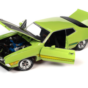 1971 Ford Torino Cobra Grabber Lime Green with Matt Black Hood and Stripes "Class of 1971" Series 1/18 Diecast Model Car by Auto World