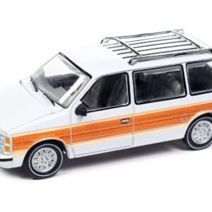 1985 Dodge Caravan Van White with Woodgrain Side Panels "Mighty Minivans" Series 1/64 Diecast Model Car by Auto World