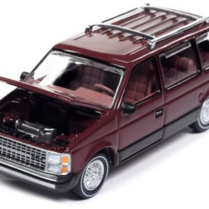 1985 Dodge Caravan Van Crimson Red and Black "Mighty Minivans" Series 1/64 Diecast Model Car by Auto World