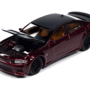 2021 Dodge Charger SRT Hellcat Redeye Octane Red Metallic with Matt Black Hood and Top "Modern Muscle" Series 1/64 Diecast Model Car by Auto World
