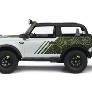2022 Ford Bronco "By RTR" Silver Metallic and Black with Graphics 1/18 Model Car by GT Spirit