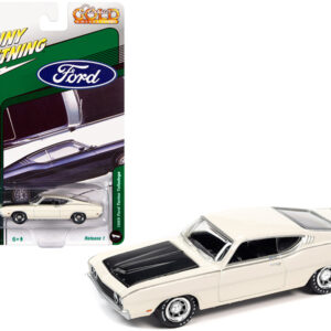 1969 Ford Torino Talladega Wimbledon White with Matt Black Hood "Classic Gold Collection" Series Limited Edition to 10548 pieces Worldwide 1/64 Diecast Model Car by Johnny Lightning