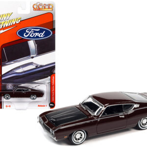 1969 Ford Torino Talladega Royal Maroon with Matt Black Hood "Classic Gold Collection" Series Limited Edition to 10524 pieces Worldwide 1/64 Diecast Model Car by Johnny Lightning