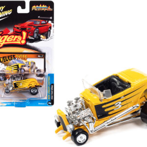 1932 Ford Hiboy #3 "Deuces Wild" Yellow with Black Graphics "Zingers!" Limited Edition to 4716 pieces Worldwide "Street Freaks" Series 1/64 Diecast Model Car by Johnny Lightning