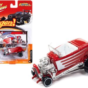 1932 Ford Hiboy "Sky Hiboy" Bright Red with White Graphics "Zingers!" Limited Edition to 4716 pieces Worldwide "Street Freaks" Series 1/64 Diecast Model Car by Johnny Lightning