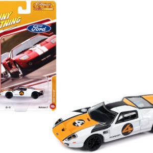 2005 Ford GT #4 White with Orange and Black Stripes "Classic Gold Collection" 2023 Release 2 Limited Edition to 3004 pieces Worldwide 1/64 Diecast Model Car by Johnny Lightning