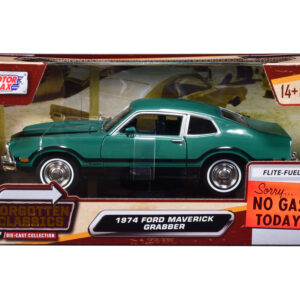 1974 Ford Maverick Grabber Green with Black Stripes "Forgotten Classics" Series 1/24 Diecast Model Car by Motormax
