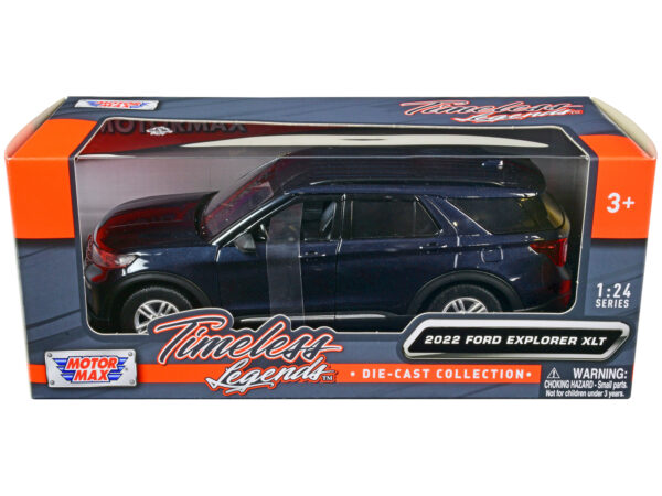2022 Ford Explorer XLT Dark Blue Metallic "Timeless Legends" Series 1/24 Diecast Model Car by Motormax