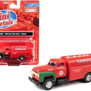 1954 Ford Tanker Truck Red and Green "Conoco" 1/87 (HO) Scale Model by Classic Metal Works