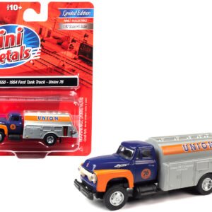 1954 Ford Tanker Truck Dark Blue and Orange "Union 76" 1/87 (HO) Scale Model by Classic Metal Works