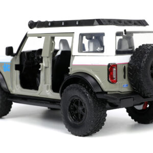 2021 Ford Bronco Gray and White with Matt Black Hood with Roof Rack "M2 Motoring" "Just Trucks" Series 1/24 Diecast Model Car by Jada