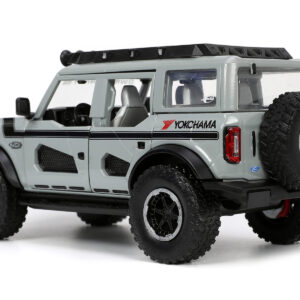 2021 Ford Bronco Gray with Black Stripes with Roof Rack "Own the Night" "Just Trucks" Series 1/24 Diecast Model Car by Jada