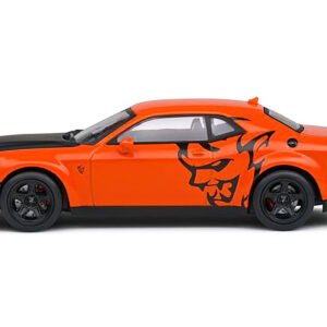 2018 Dodge Challenger SRT Demon Go Mango Orange with Matt Black Hood 1/43 Diecast Model Car by Solido