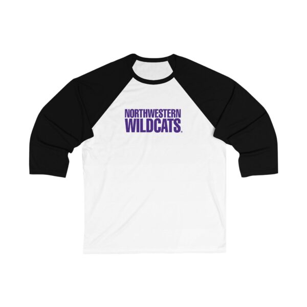 Northwestern Wildcats Unisex 3/4 Sleeve Baseball Tee - Image 3