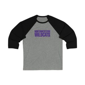 Northwestern Wildcats Unisex 3/4 Sleeve Baseball Tee