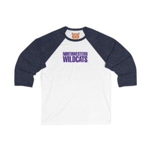 Northwestern Wildcats Unisex 3/4 Sleeve Baseball Tee