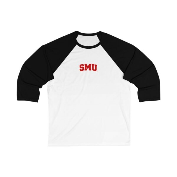 SMU Mustangs Unisex 34 Sleeve Baseball Tee - Image 3