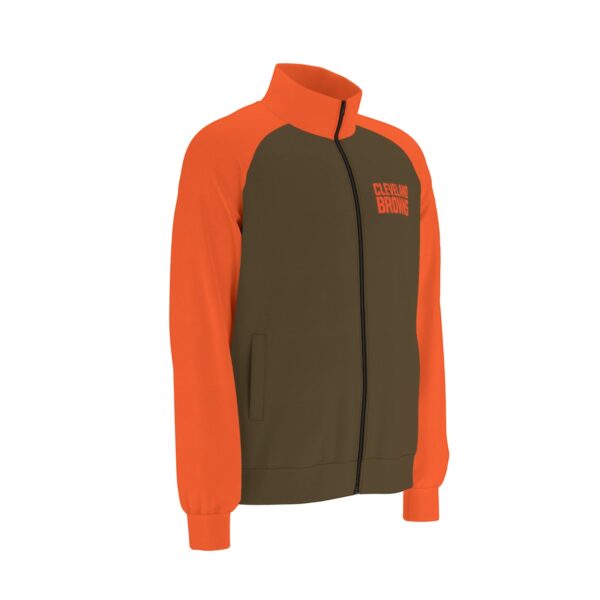 Cleveland Browns Men's Raglan-Sleeve Stand Collar Jacket - Image 4