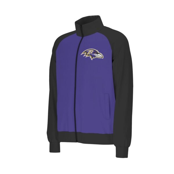 Baltimore Ravens Men's Raglan-Sleeve Stand Collar Jacket - Image 3