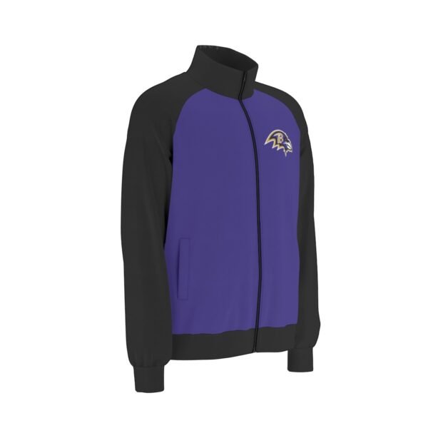 Baltimore Ravens Men's Raglan-Sleeve Stand Collar Jacket - Image 4