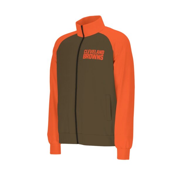 Cleveland Browns Men's Raglan-Sleeve Stand Collar Jacket - Image 3