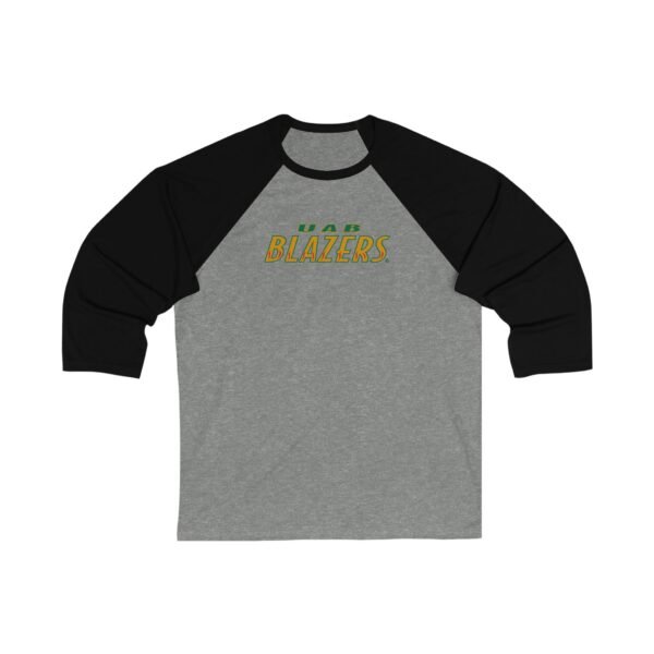 UAB Blazers Unisex 3/4 Sleeve Baseball Tee - Image 3