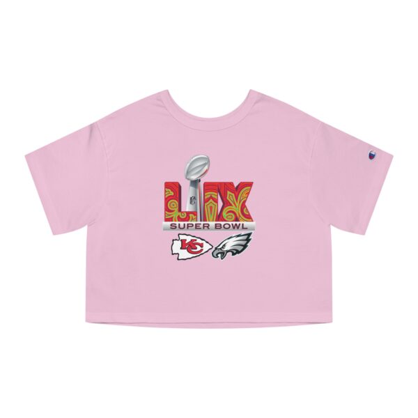 Kansas City Chiefs vs Philadelphia Eagles 2025 Super Bowl LIX Champion Women's Heritage Cropped T-Shirt - Image 10