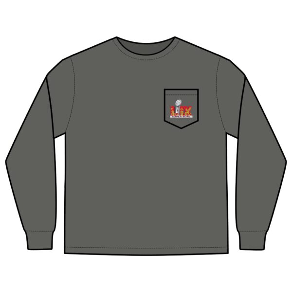 Kansas City Chiefs vs Philadelphia Eagles 2025 Super Bowl LIX Unisex Long Sleeve Pocket T-Shirt - Image 7