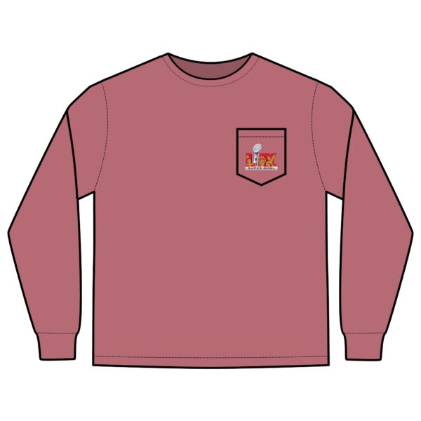 Kansas City Chiefs vs Philadelphia Eagles 2025 Super Bowl LIX Unisex Long Sleeve Pocket T-Shirt - Image 11