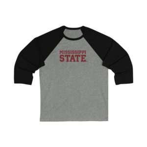 Mississippi State Bulldogs Unisex 3/4 Sleeve Baseball Tee