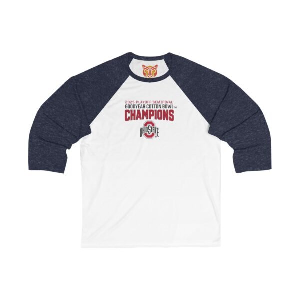 Ohio State Buckeyes 2025 National Champions Unisex 34 Sleeve Baseball Tee - Image 3
