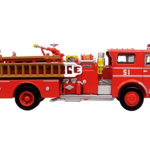 1973 Ward LaFrance Fire Engine "Los Angeles County Fire Department Engine 51" Red "5 Alarm" Series Limited Edition 1/87 (HO) Diecast Model by Iconic Replicas