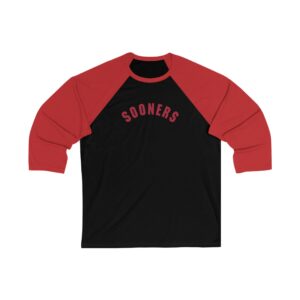 Oklahoma Sooners Unisex 3/4 Sleeve Baseball Tee