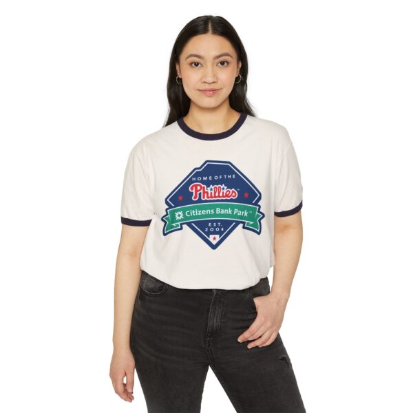 Philadelphia Phillies Citizens Bank Park Unisex Cotton Ringer T-Shirt - Image 3