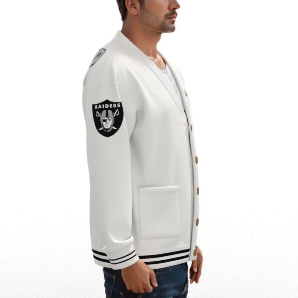 Las Vegas Raiders Unisex V-neck Knitted Fleece Cardigan With Button Closure - Image 3