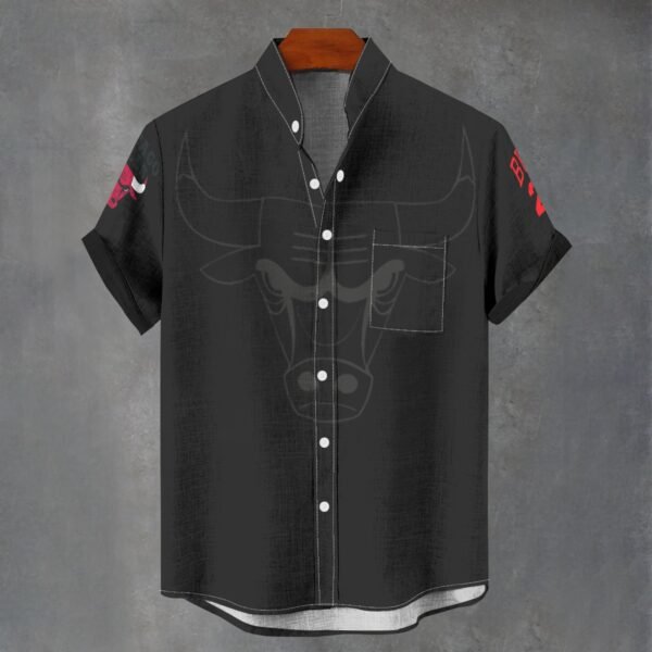 Chicago Bulls Men's Stand Collar Shirt Imitation Flax