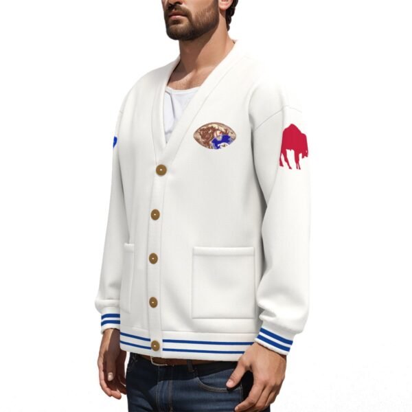 Buffalo Bills Unisex V-neck Knitted Fleece Cardigan With Button Closure - Image 2