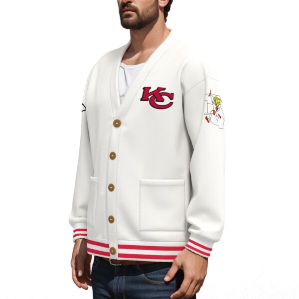 Kansas City Chiefs Unisex V-neck Knitted Fleece Cardigan With Button Closure - Image 2