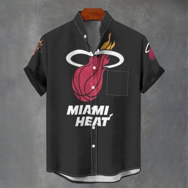 Miami Heat Men's Stand Collar Shirt Imitation Flax