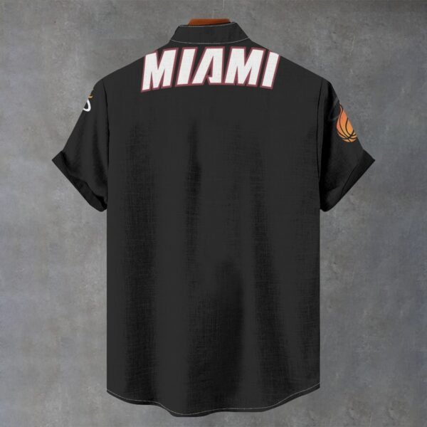 Miami Heat Men's Stand Collar Shirt Imitation Flax - Image 2