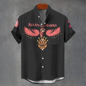 Atlanta Hawks Men's Stand Collar Shirt Imitation Flax