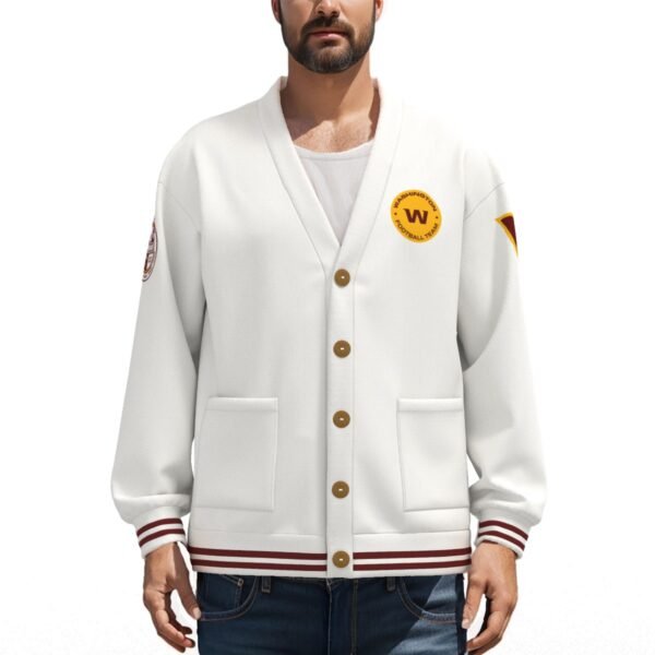 Washington Commanders Unisex V-neck Knitted Fleece Cardigan With Button Closure
