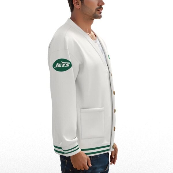 New York Jets Unisex V-neck Knitted Fleece Cardigan With Button Closure - Image 3