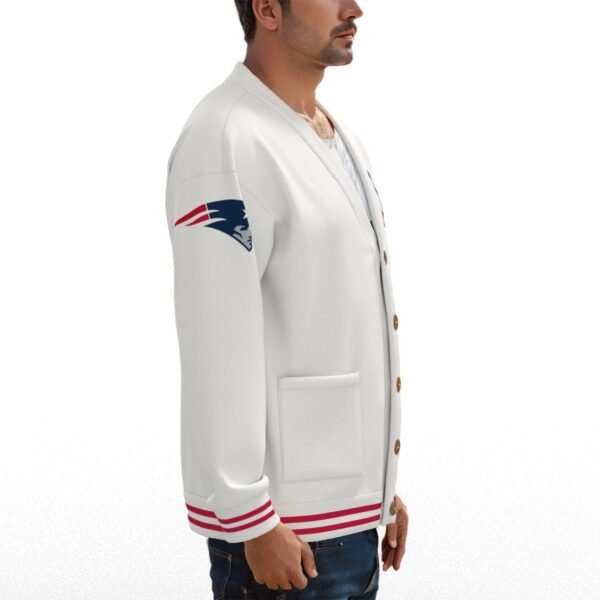 New England Patriots Unisex V-neck Knitted Fleece Cardigan With Button Closure - Image 3