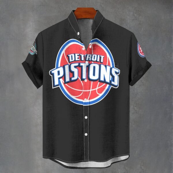 Detroit Pistons Men's Stand Collar Shirt Imitation Flax