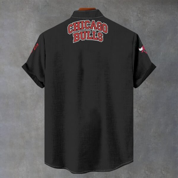 Chicago Bulls Men's Stand Collar Shirt Imitation Flax - Image 2