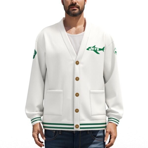 New York Jets Unisex V-neck Knitted Fleece Cardigan With Button Closure