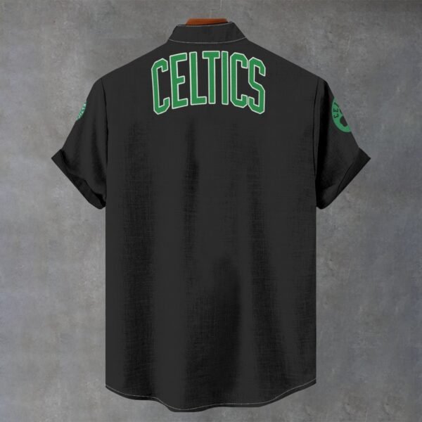 Boston Celtics Men's Stand Collar Shirt Imitation Flax - Image 2